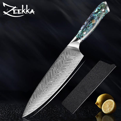 Zeekka’s Extraordinary Abalone Damascus Steel Knife Set