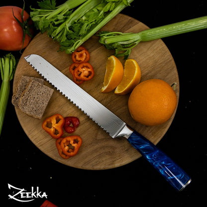 Professional Azure Chef Knife Set with Blue Resin Handle