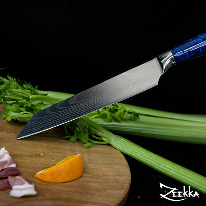 Professional Azure Chef Knife Set with Blue Resin Handle – Zeekka