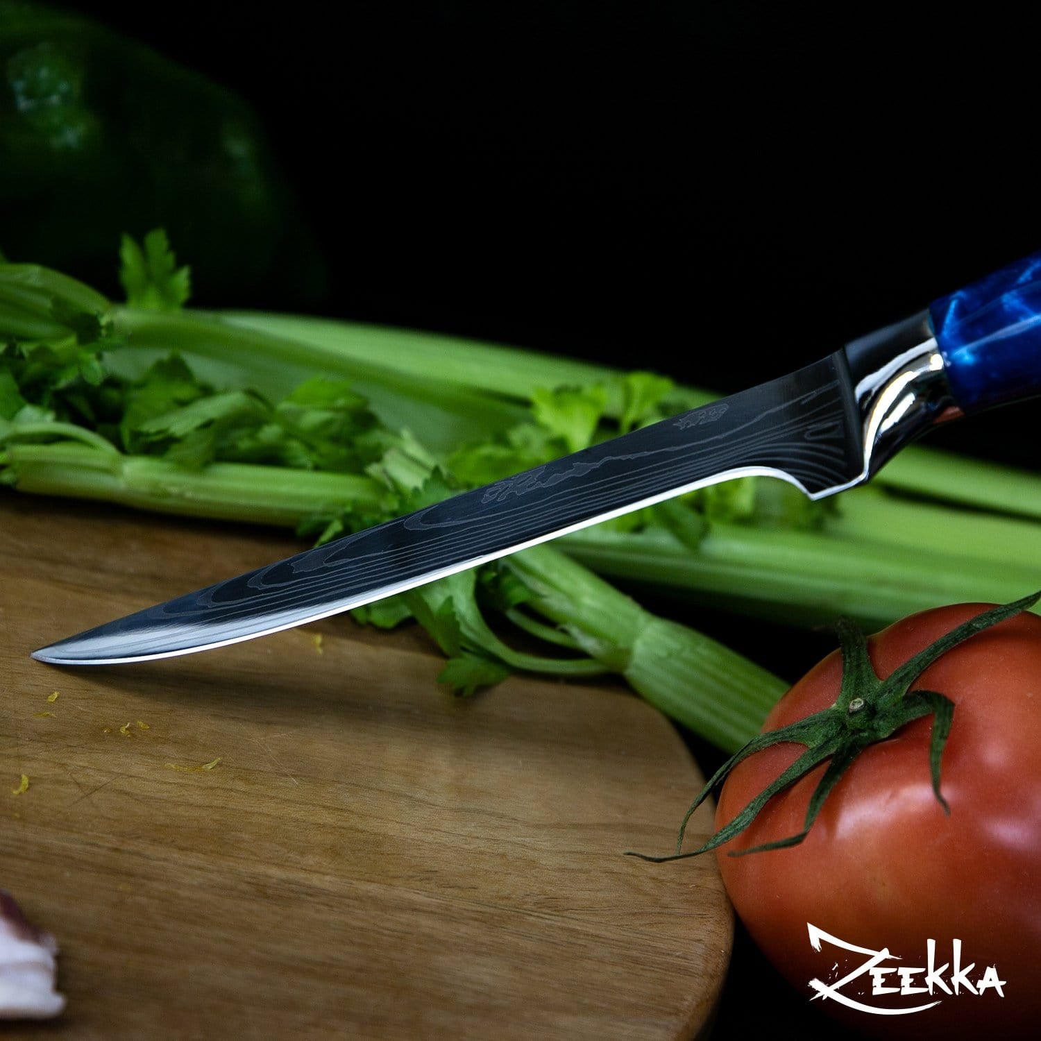 Professional Azure Chef Knife Set with Blue Resin Handle