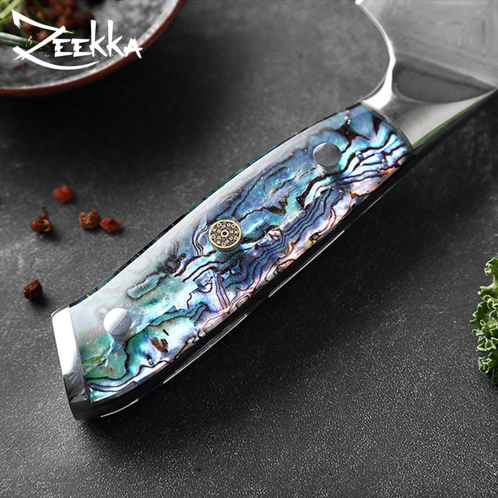 Zeekka's Extraordinary Abalone Damascus Steel Knife Set
