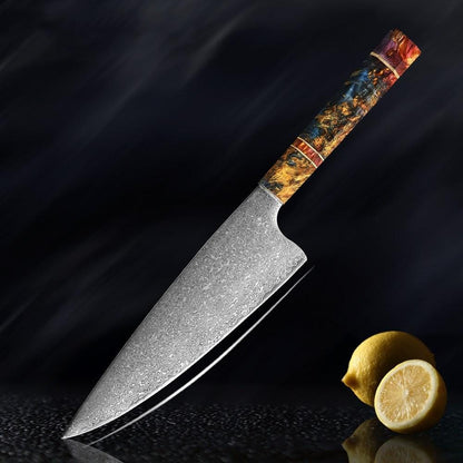 Couteaux Damas avec manche multicolore unique