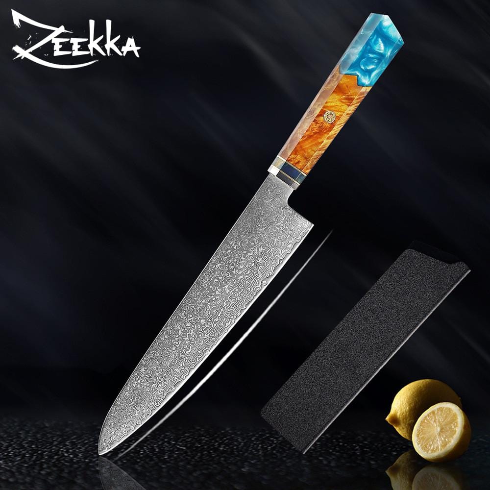 Turquoise Damascus Steel Knife Set – Zeekka