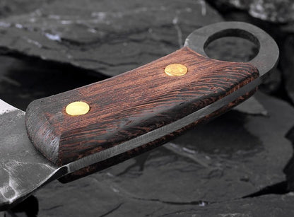 Håndlavet hakkekødskniv/slagterkniv lavet af kulstofbeklædt stål