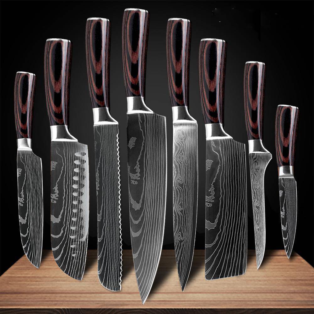 Ensemble de couteaux professionnels avec manche en bois